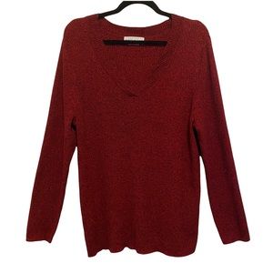White Stag V Neck Long Sleeve Red Sweater Top- size L